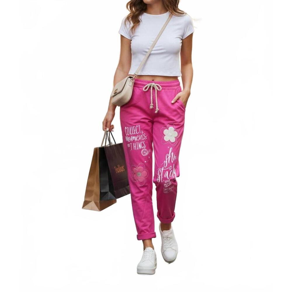NEW OZ embelished flower jogger in hot pink